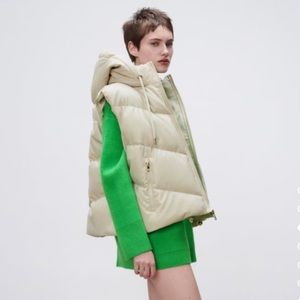 Zara Hooded faux leather vest